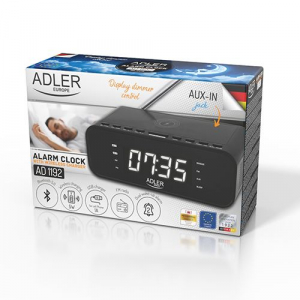 Adler AD 1192B ébresztőóra vezeték nélküli töltés funkcióval fekete